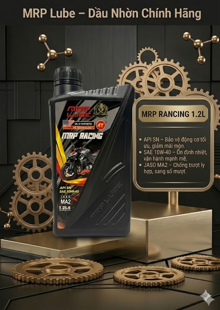 MRP LUBE – Dầu Nhớt Xe số Cao Cấp API SN SAE 10W-40 JASO MA2 (1.2lit)